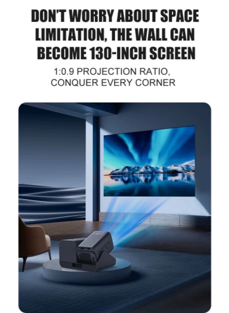 SU.YOSD 130-Inch HD Smart Projector with Bluetooth Karaoke Microphone | 3-in-1 Home Theater Projector, Built-in Stereo Speakers, WiFi 6, Android 11, Short-Throw Portable Cinema Projector - Image 3